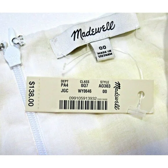 NWT Madewell Dolman-Sleeve Tie-Waist Midi in Pear Gingham Check Apron Dress 00 - Picture 9 of 9